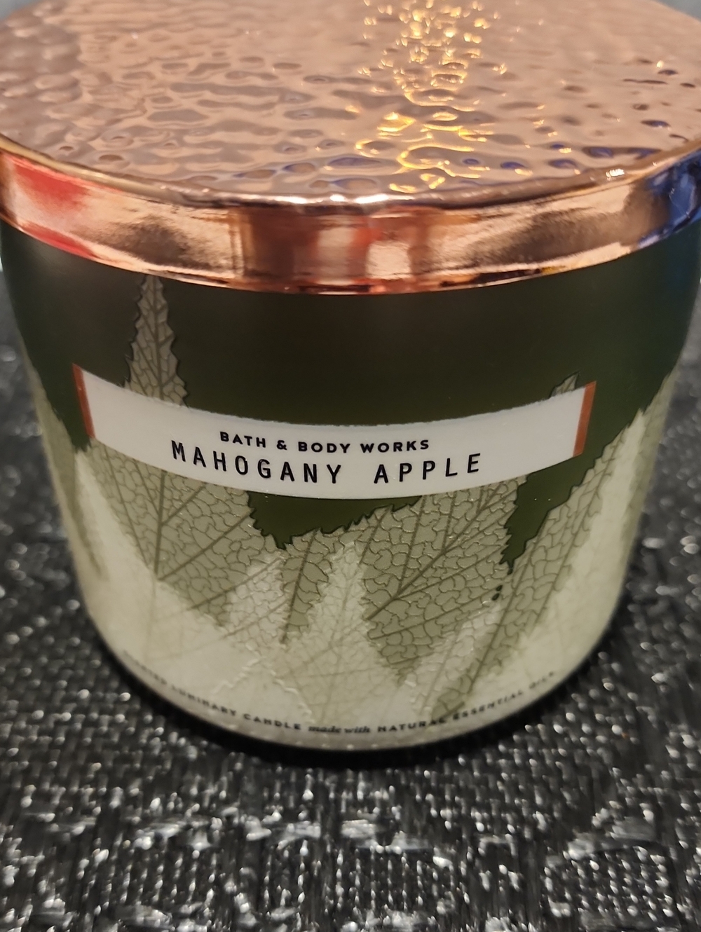 Bath & Body Works Mahogany Apple Candle - Green and Copper